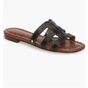 Sam Edelman Berit Cutout Slide Sandal in Black Leather Strappy Casual Summer 9.5